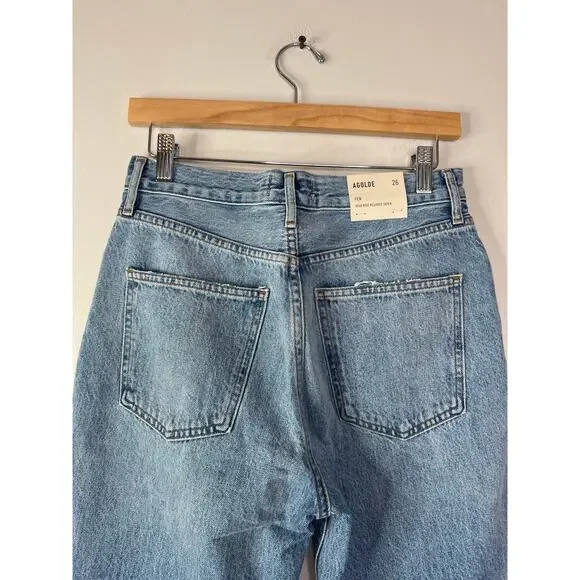 NWT Agolde Fen High Rise Relaxed Tapered Straight Cut Button Jeans Quarrel - Picture 6 of 8